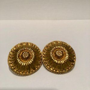 Vintage Gold Sunflower Clip On Earrings